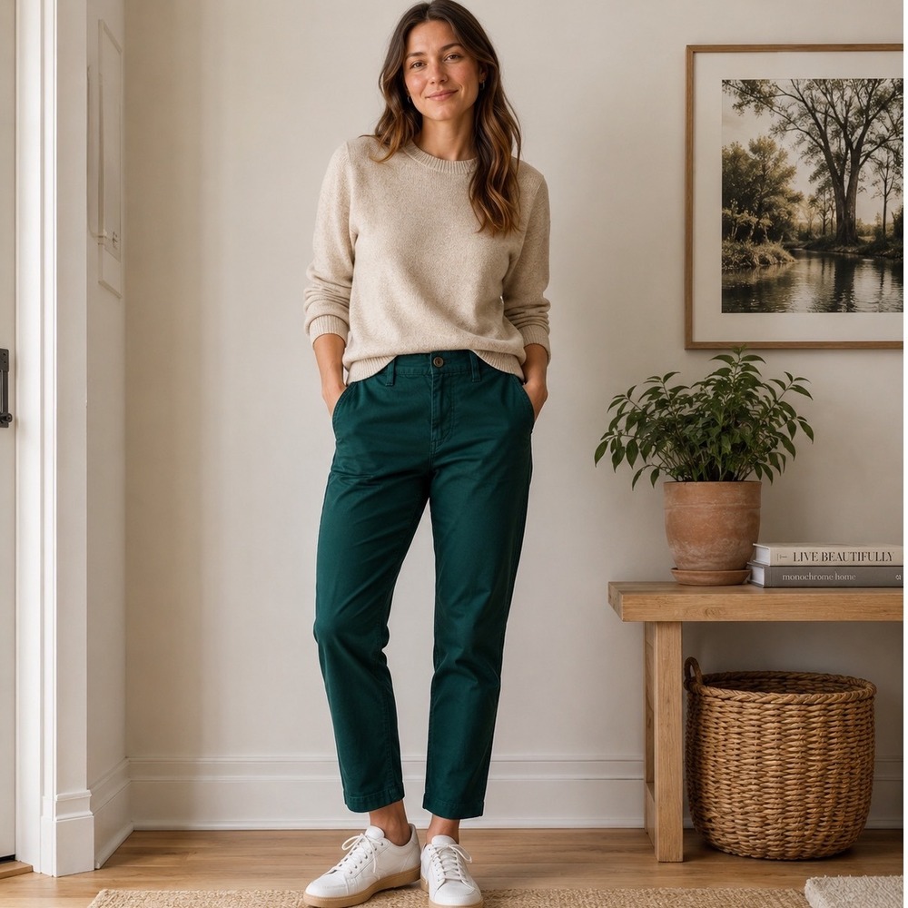 J. Crew Green Straight Leg Pants